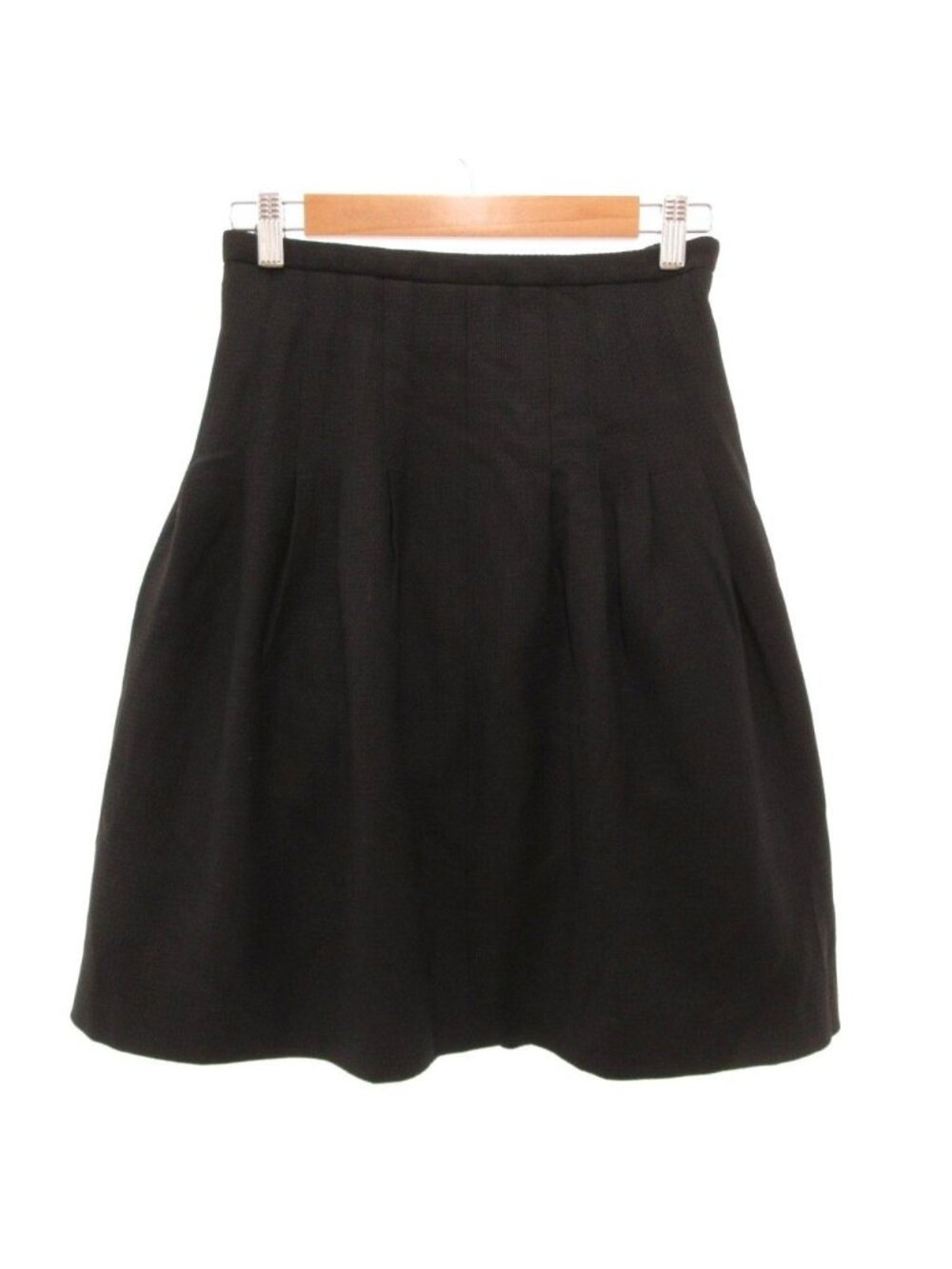 Chanel Tack Skirt Flared Knee Tweed Wool Mixed Black 36